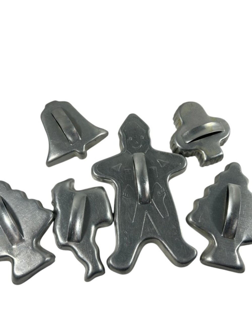 Vintage Lot Metal Cookie Cutters Christmas Bell Santa Tree Gingerbread Man